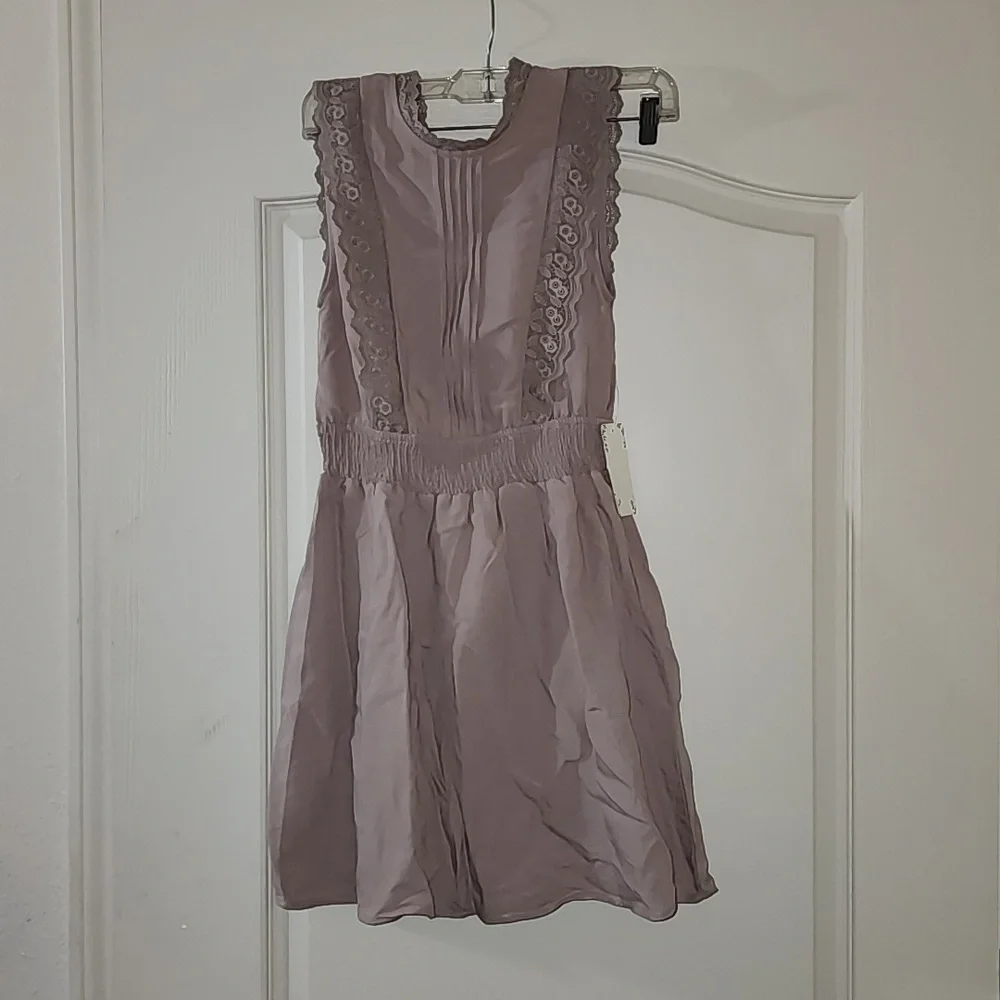Lace Tan/Beige Mini Dress - Picture 1 of 7